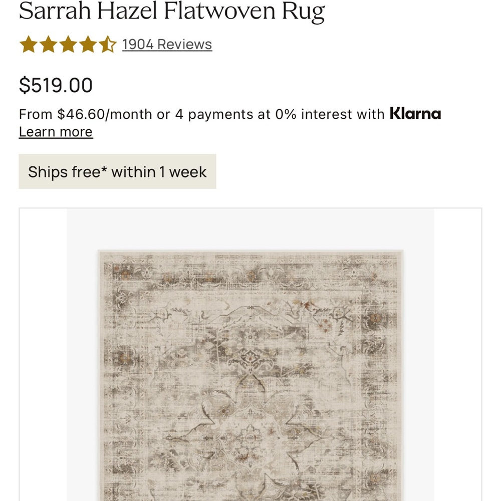 SOLD Ruggable 8x10 Sarrah Hazel Persian Area Rug with Standard Rug Pad